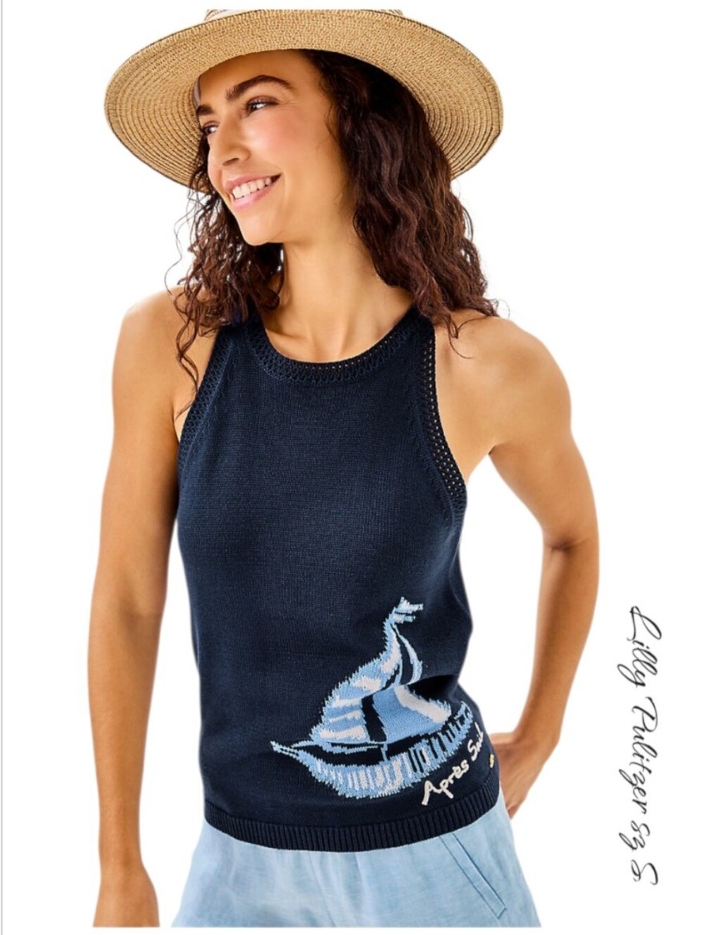 NWT Lilly Pulitzer Emra Sweater Tank Low Tide Navy Apres Sail Jacquard S